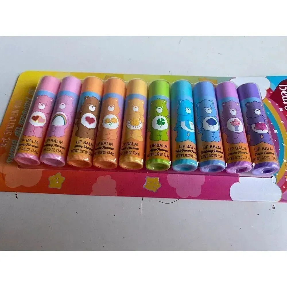 Taste Beauty CARE BEARS 10 Flavored Lip Balms Set Cherry Honey‎ Vanilla NEW